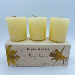 Rosy Rings Honey Tobacco Hand-Poured Votive Candle Trio NIB